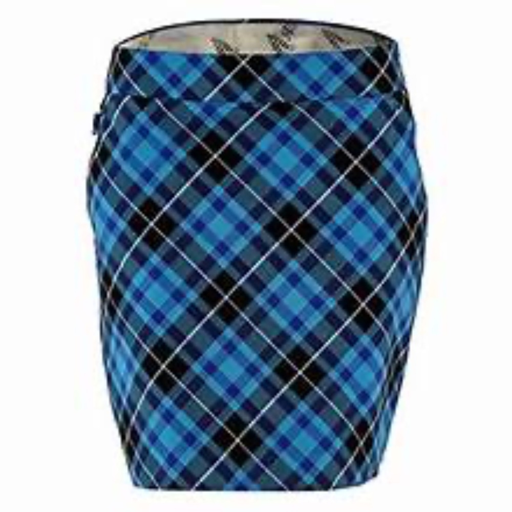 NWT Royal and Awesome Women`s Golf Skort Blue Plaid Tartan Golf Skirt Size USA 4